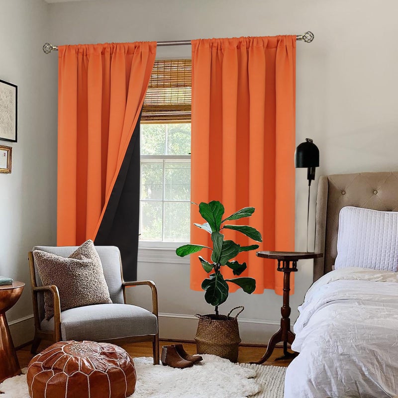 BGment Burnt Orange 100% Blackout Curtains for Bedroom, Fall Full Room Darkening Noise Reducing Living Room Curtains 63 Inch Length, Thermal Insulated Rod Pocket Window Drapes 2 Panels, 52 Inch Wide - Image 2