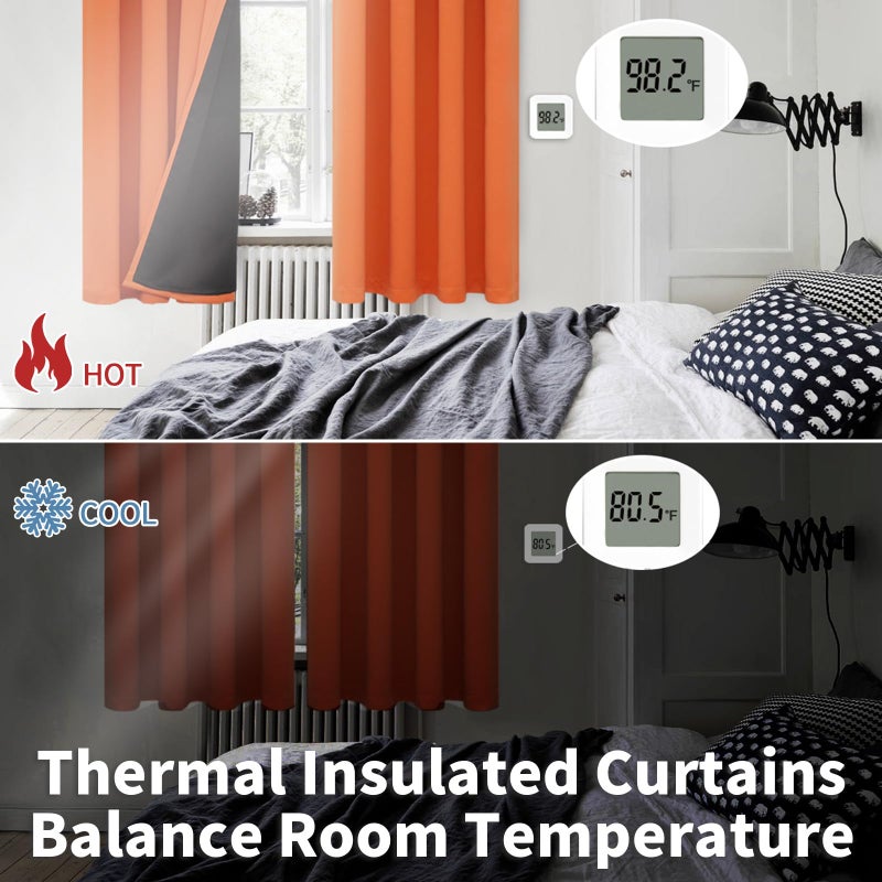 BGment Burnt Orange 100% Blackout Curtains for Bedroom, Fall Full Room Darkening Noise Reducing Living Room Curtains 63 Inch Length, Thermal Insulated Rod Pocket Window Drapes 2 Panels, 52 Inch Wide - Image 4