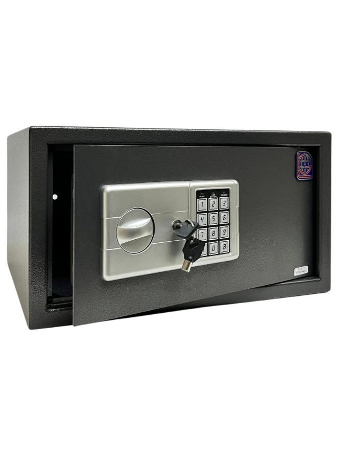 LOTFY GROUP Digital Safe - Compact Steel Money Security Box with Electronic Keypad and 2 Manual Override Keys ( Black ) Colour By LOTFY GROUP ( H23 * W42 * D37 CM )  - Image 1