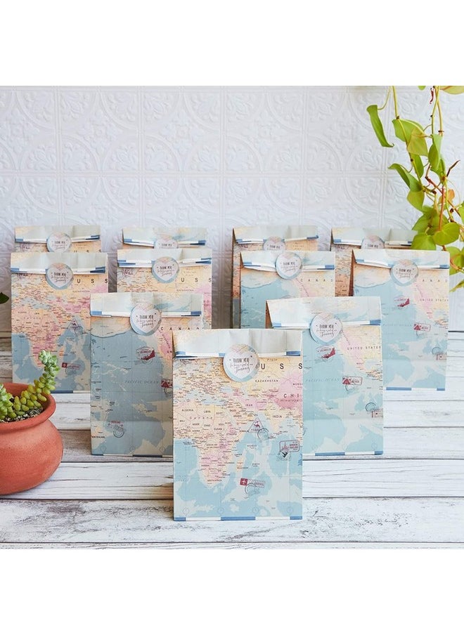 Blue Panda - 36 Pack World Map Travel Favor Bags With Stickers Gift Bag For Travel Themed Party Decorations Birthday Baby Shower Goodie Bags For Kids (8.7 X 5.15 In) - Image 1