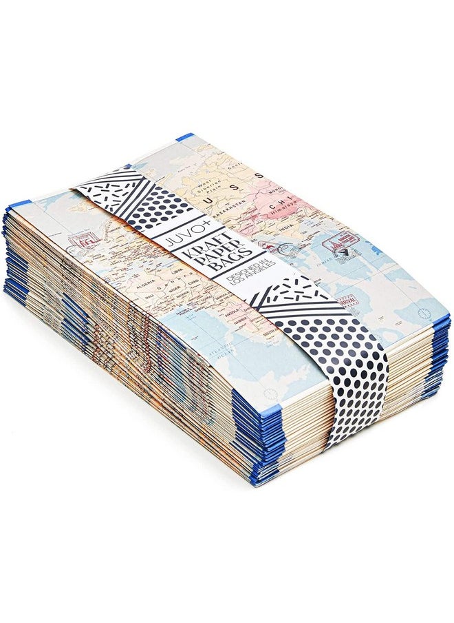 Blue Panda - 36 Pack World Map Travel Favor Bags With Stickers Gift Bag For Travel Themed Party Decorations Birthday Baby Shower Goodie Bags For Kids (8.7 X 5.15 In) - Image 1