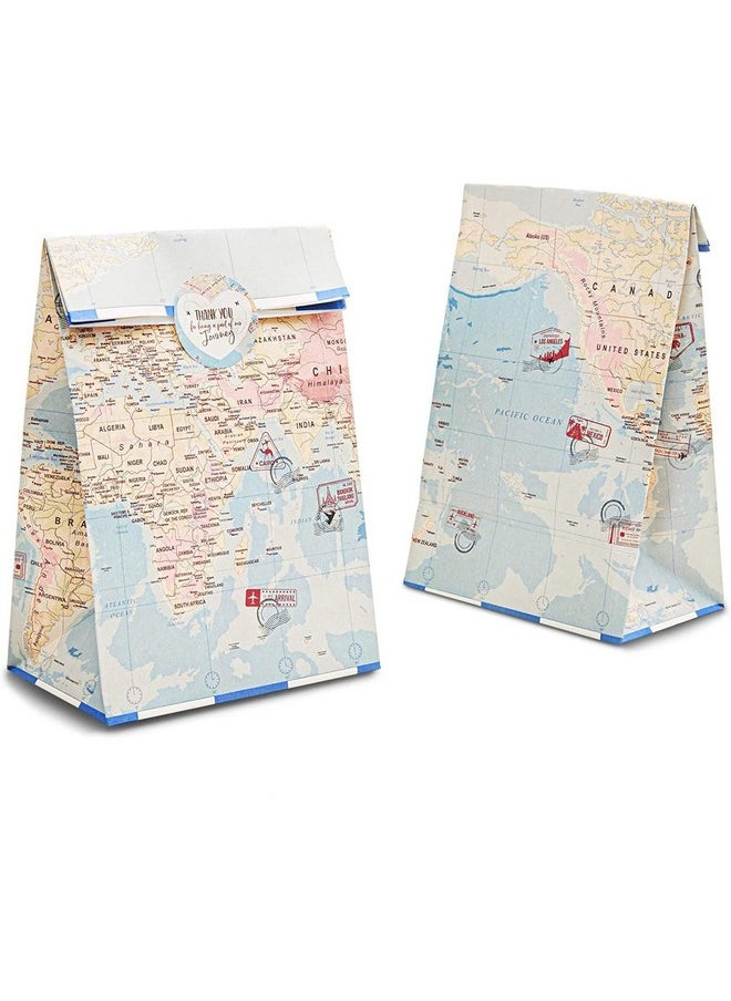 Blue Panda - 36 Pack World Map Travel Favor Bags With Stickers Gift Bag For Travel Themed Party Decorations Birthday Baby Shower Goodie Bags For Kids (8.7 X 5.15 In) - Image 1