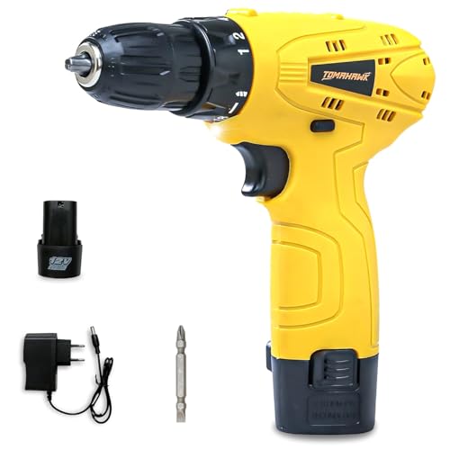 Tomahawk DMD-2100 12V Cordless Drill/Screwdriver | 10mm Keyless Chuck, 600 RPM, 24Nm Torque, 18+1 Settings | 2×1.5Ah Batteries, LED Light, Carry Case | Ideal for DIY, Wood, Plastic & Metal Work - Image 1