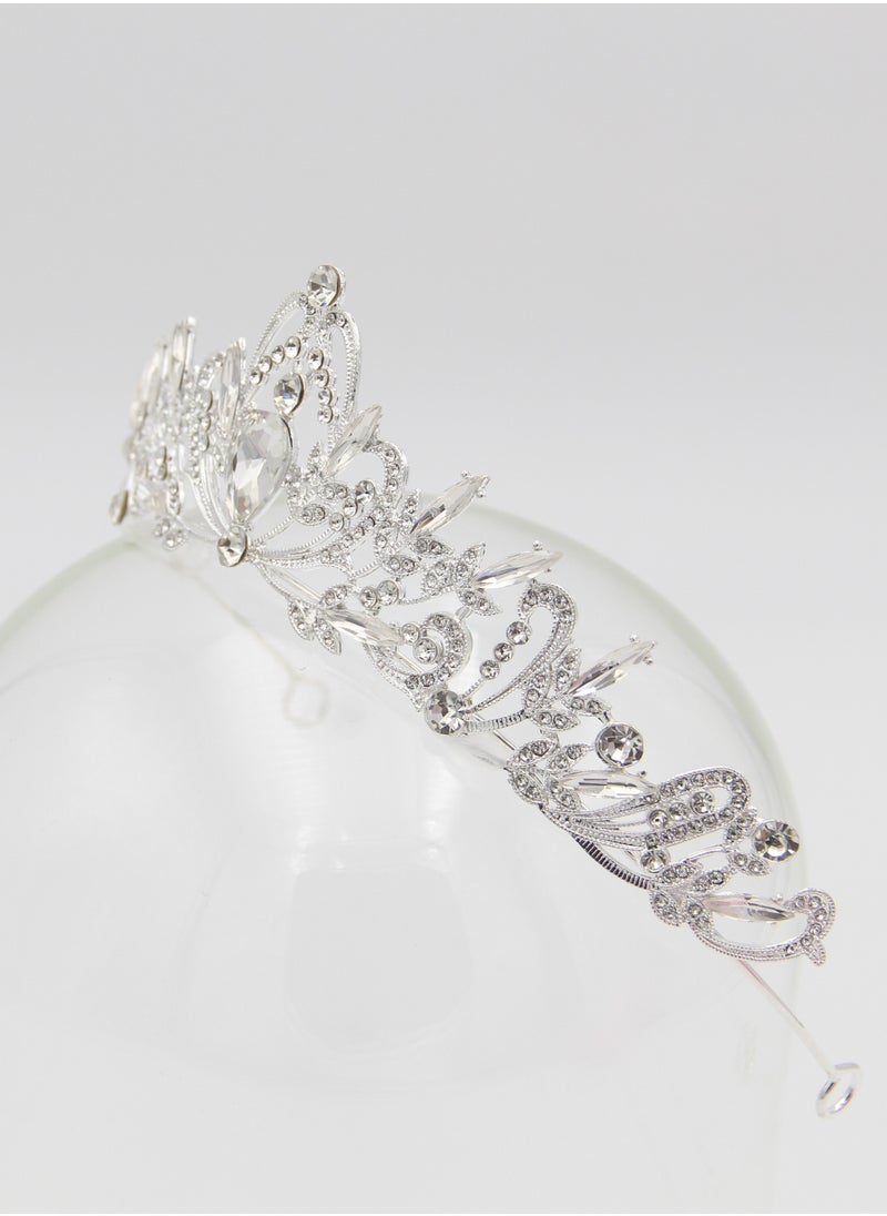 D'Daniela - Ddaniela Amy Collection Faux white stones Crown Tiara - Image 1