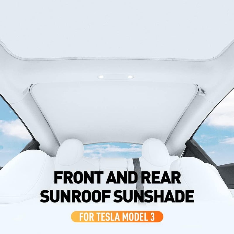 YONZEE Roof Sunshade for Tesla Model 3/Y, No Sag Sunroof Shade Foldable UV Blocking Glass Roof Shade Heat Insulation Cover Car Accessory for Tesla Model Y 2017-2022 Top Window Heat Shade Cover - Image 2