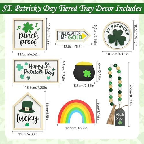 Zaycca 8PCS St. Patrick's Day Table Decoration Set – Shamrocks Wooden Signs, Rustic Irish Decor, Happy St. Patrick's Day Centerpiece Sign for Home, Shelf & Party Tiered Tray Decor - Image 2