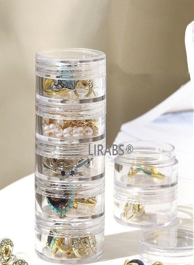 LIRABS ® 5 Layer Acrylic Jewelry Box Travel Jewelry Box Small Organizer for Rings, Earrings, Beads, Transparent - Image 2