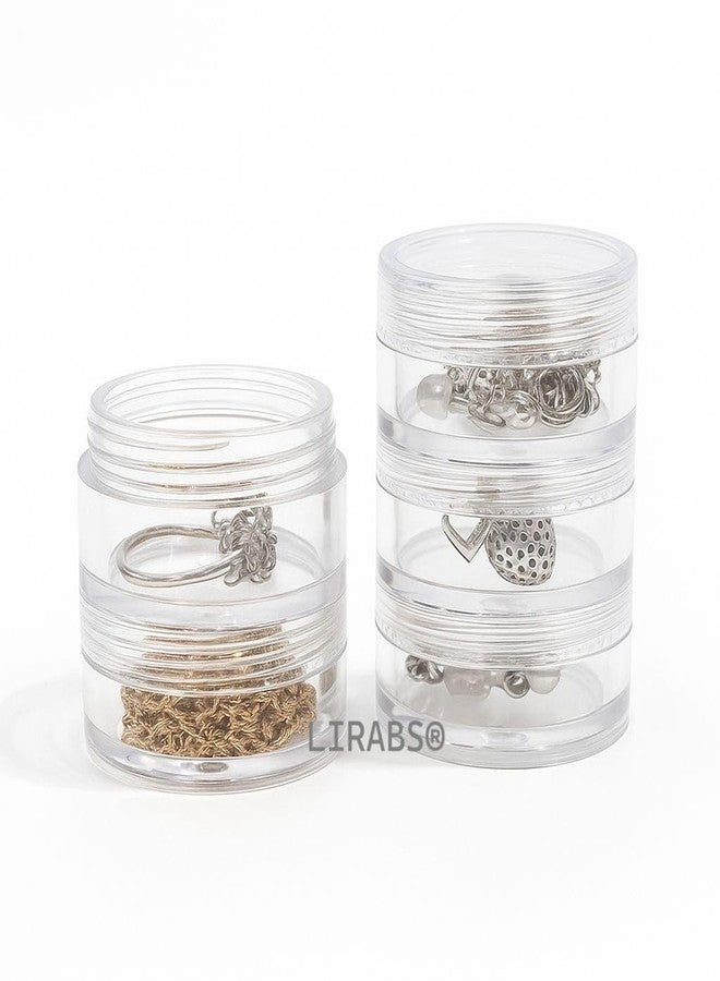 LIRABS ® 5 Layer Acrylic Jewelry Box Travel Jewelry Box Small Organizer for Rings, Earrings, Beads, Transparent - Image 3