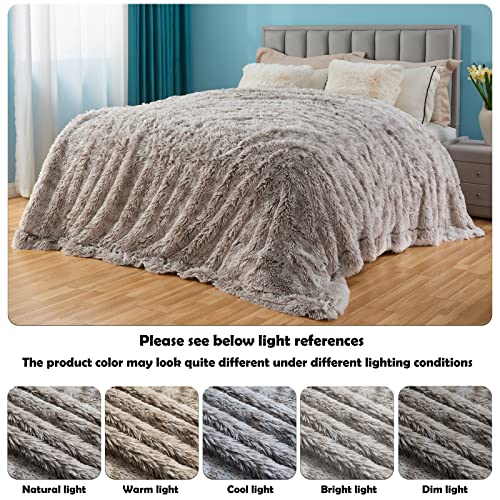 GONAAP Fuzzy Faux Fur Throw Blanket Frosty Grey Super Soft Cozy Plush Fuzzy Shaggy Blanket for Couch Sofa Bed (Frosty Grey, Throw(50"x60")) - Image 4