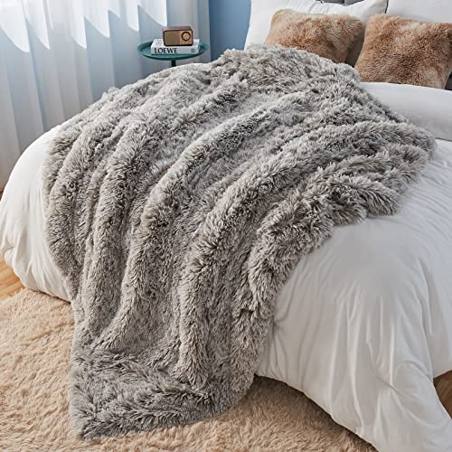 GONAAP Fuzzy Faux Fur Throw Blanket Frosty Grey Super Soft Cozy Plush Fuzzy Shaggy Blanket for Couch Sofa Bed (Frosty Grey, Throw(50"x60")) - Image 3