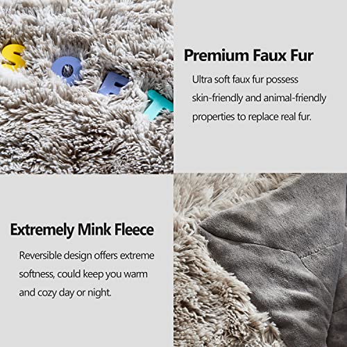 GONAAP Fuzzy Faux Fur Throw Blanket Frosty Grey Super Soft Cozy Plush Fuzzy Shaggy Blanket for Couch Sofa Bed (Frosty Grey, Throw(50"x60")) - Image 5