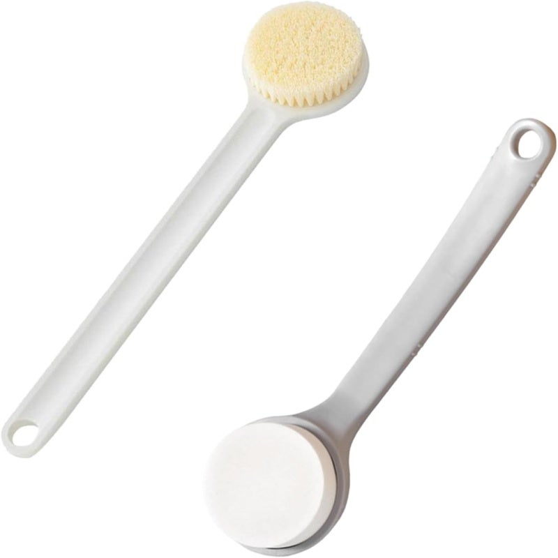Long Handle Back Scrub: 29.5*8.5*3 White Smooth Sponge - Mess-Free Lotion Applicator Bath Tool for Senior Care, Easy Reach Full Body Hygiene & Relaxation - Image 2