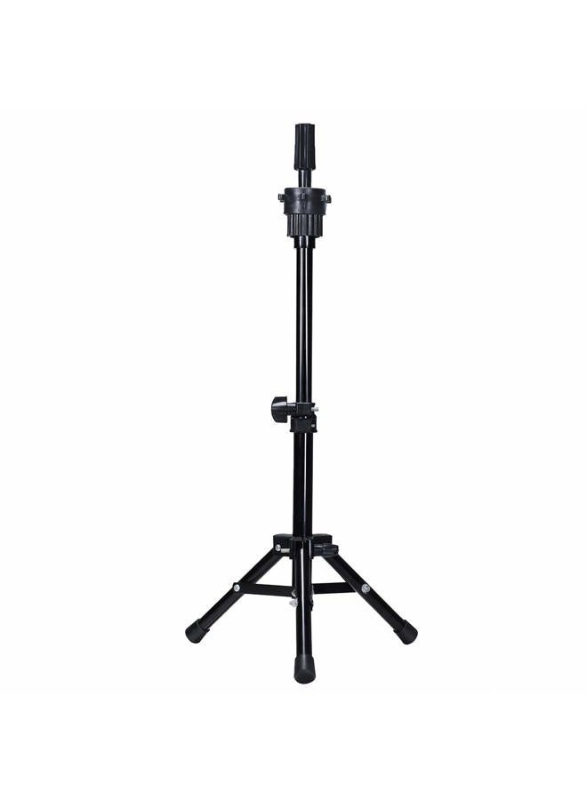 Dansee Mini Wig Tripod Foldable Stand Adjustable Mannequin Head Metal Tripod Canvas Block Head Stand Holder Wig Manikin Head Table Display for Cosmetology Salons Hairdressing Training Black(36-55cm) - Image 1