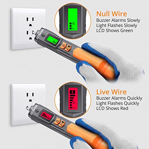 Neoteck Voltage Tester/Non Contact Voltage Tester 12-1000V/48-1000V Adjustable Sensitivity AC Voltage Detector Tester Pen Live/Null Wire Tester with LCD Display Buzzer Alarm Wire Breakpoint Finder - Image 3