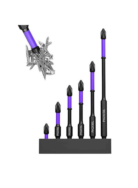 Magnetic Non-Slip Drill Bit - 6-Piece Portable Robust Magnetic Bit Set, Shockproof D1 Impact Driver Bit Set, Phillips Magnetic Head with Storage Base for Electric Screwdrivers