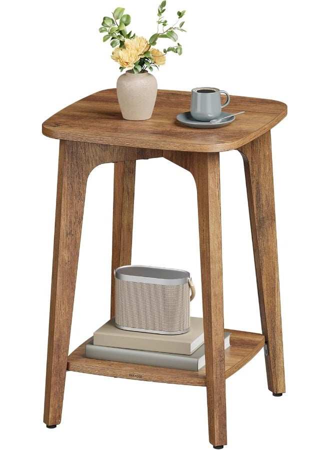 VASAGLE طاولة جانبية، طاولة مربعة صغيرة مع رف سفلي، طاولة سرير للمساحات الصغيرة، غرفة المعيشة، غرفة النوم، بني عسل ULET236K01 - Image 1