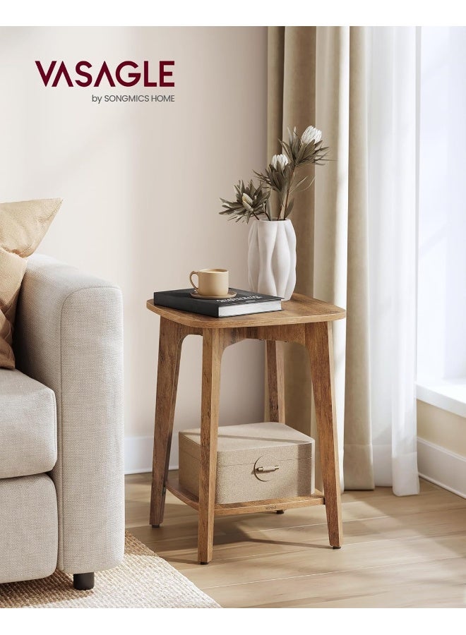 VASAGLE طاولة جانبية، طاولة مربعة صغيرة مع رف سفلي، طاولة سرير للمساحات الصغيرة، غرفة المعيشة، غرفة النوم، بني عسل ULET236K01 - Image 2