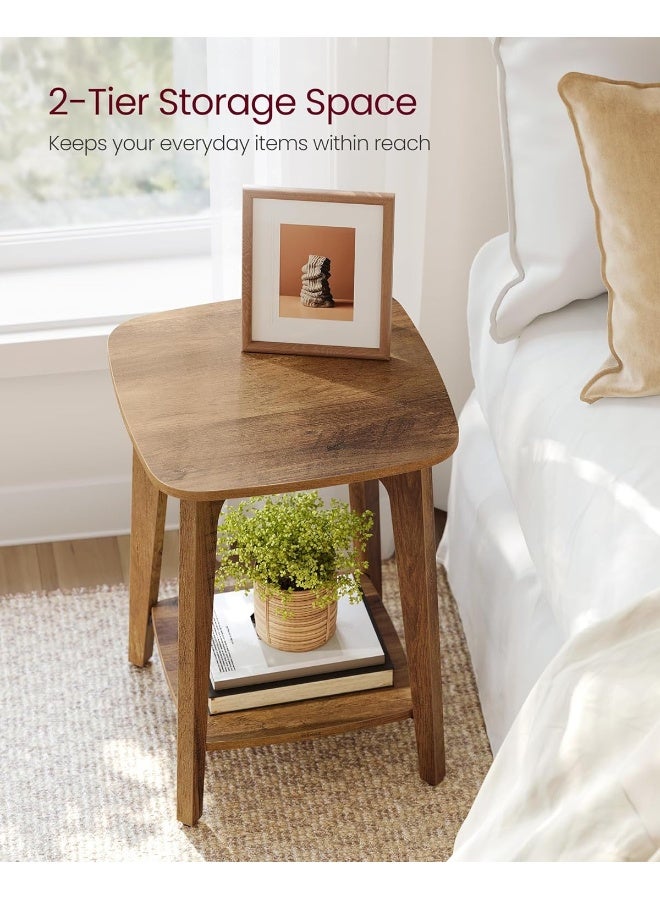 VASAGLE طاولة جانبية، طاولة مربعة صغيرة مع رف سفلي، طاولة سرير للمساحات الصغيرة، غرفة المعيشة، غرفة النوم، بني عسل ULET236K01 - Image 4