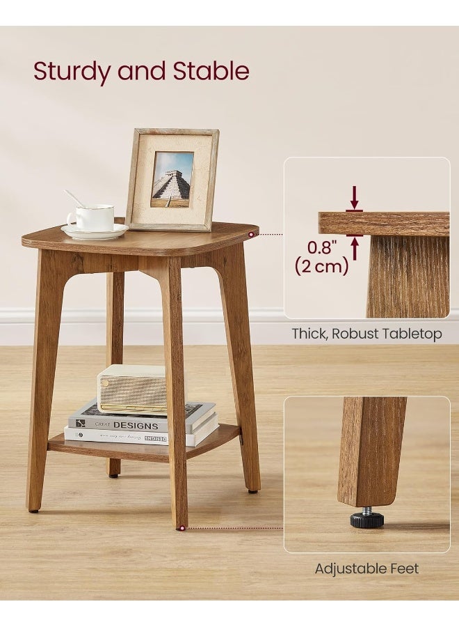 VASAGLE طاولة جانبية، طاولة مربعة صغيرة مع رف سفلي، طاولة سرير للمساحات الصغيرة، غرفة المعيشة، غرفة النوم، بني عسل ULET236K01 - Image 5