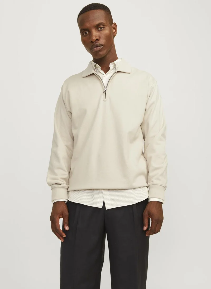 JACK & JONES Jprblumarc Half Zip Through Collar Sweatshirts