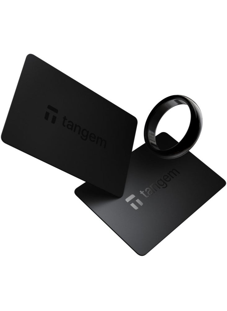 tangem Tangem Crypto Hardware Wallet Ring Size 8 [1 Ring & 2 Cards] - Black  - Image 1