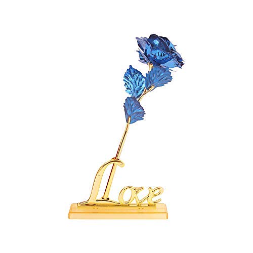 Lavanaya Silver Artificial Rose Box (Blue And Gold, 1 Piece) - Image 2