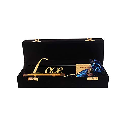 Lavanaya Silver Artificial Rose Box (Blue And Gold, 1 Piece) - Image 5