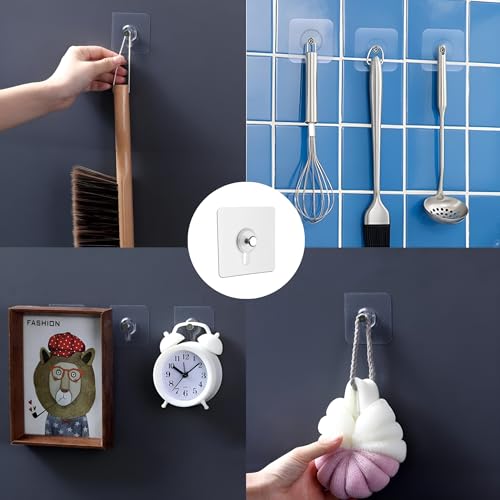 Zulaxy Photo Frame Hooks for Wall Without Drilling, 20 Pack Self Adhesive Hooks for Wall Heavy Duty Strong Nail Free for Hanging Photo Frame (Hanging Hook, Transparent) Stainless Steel - Image 5