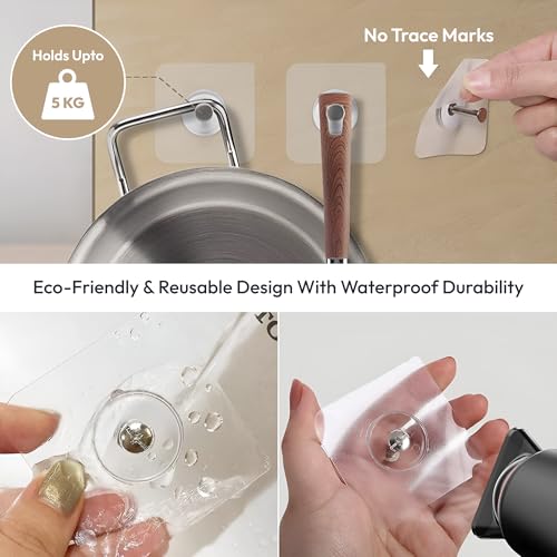 Zulaxy Photo Frame Hooks for Wall Without Drilling, 20 Pack Self Adhesive Hooks for Wall Heavy Duty Strong Nail Free for Hanging Photo Frame (Hanging Hook, Transparent) Stainless Steel - Image 2