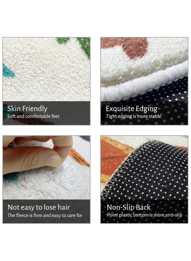 يلا جوي سجادة دائرية للأطفال برسوم كرتونية وحيوانات سجادة ناعمة مستديرة لغرفة النوم سجادة لغرفة المعيشة للأطفال غير قابلة للانزلاق سجادة لغرفة اللعب للأولاد والبنات قطر - Image 4