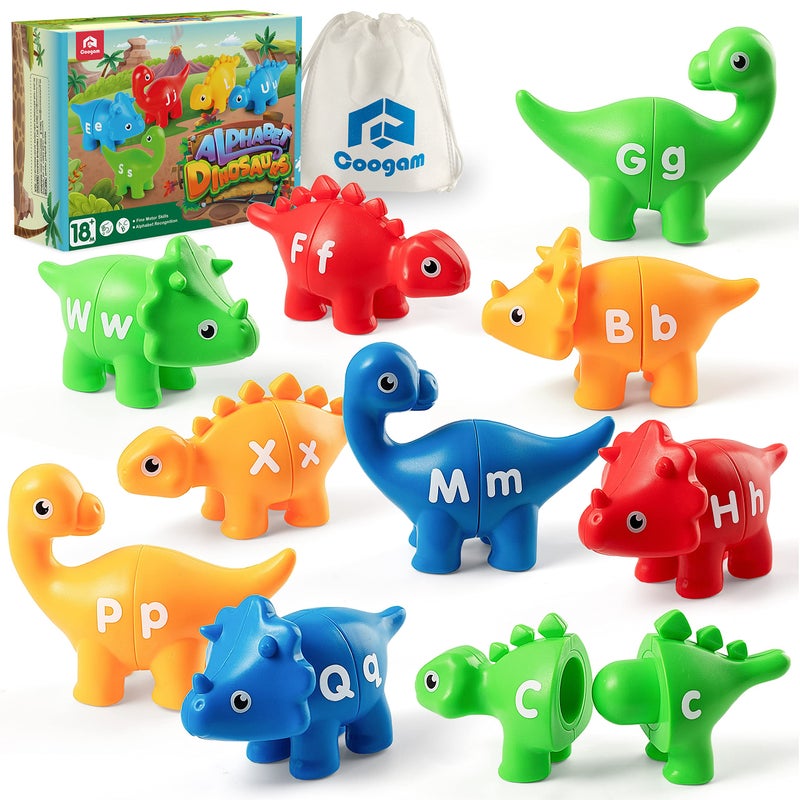 Coogam Matching Letters Fine Motor Toy, 26 PCS Double-Sided ABC Dinosaur Alphabet Match Game with Uppercase Lowercase, Preschool Educational Montessori Learning Toys for Toddlers - Image 1