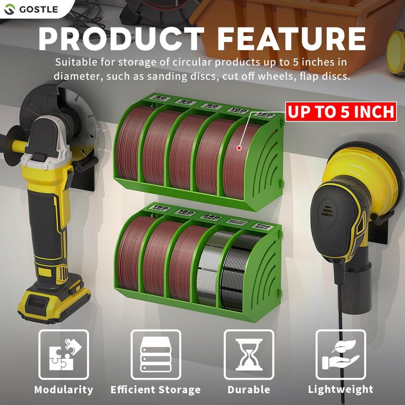 gostle 5 Inch Professional Sanding Discs Tool Storage Boxes Set - Efficient Organization  Offset Snap-On Connection  Grit Classification  Space-Saving Design  Versatile Application - 8 Boxes - Image 2