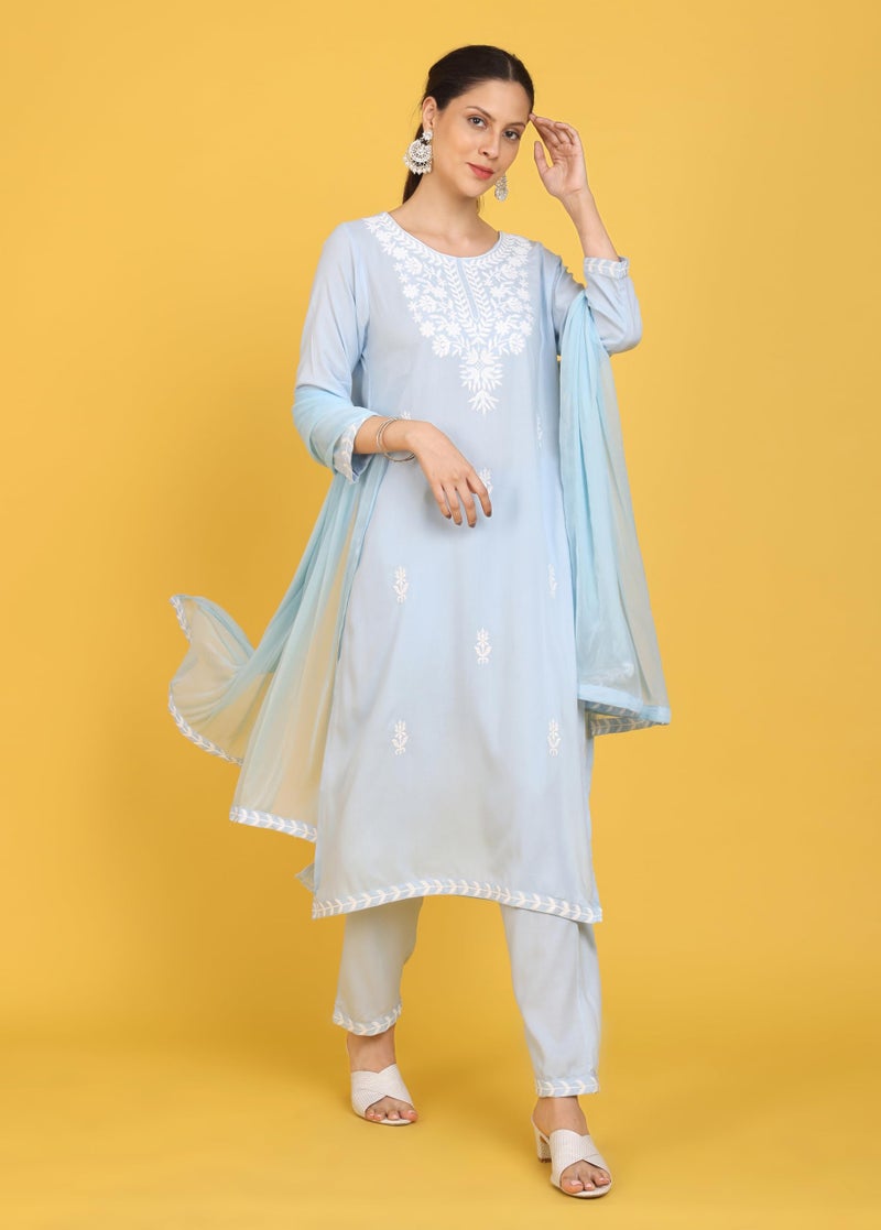 Kaari Rayon Straight 7525 Women's Kurtas & Kurtis (KAAASS25WSKD-70051_Aasman Blue - Image 2