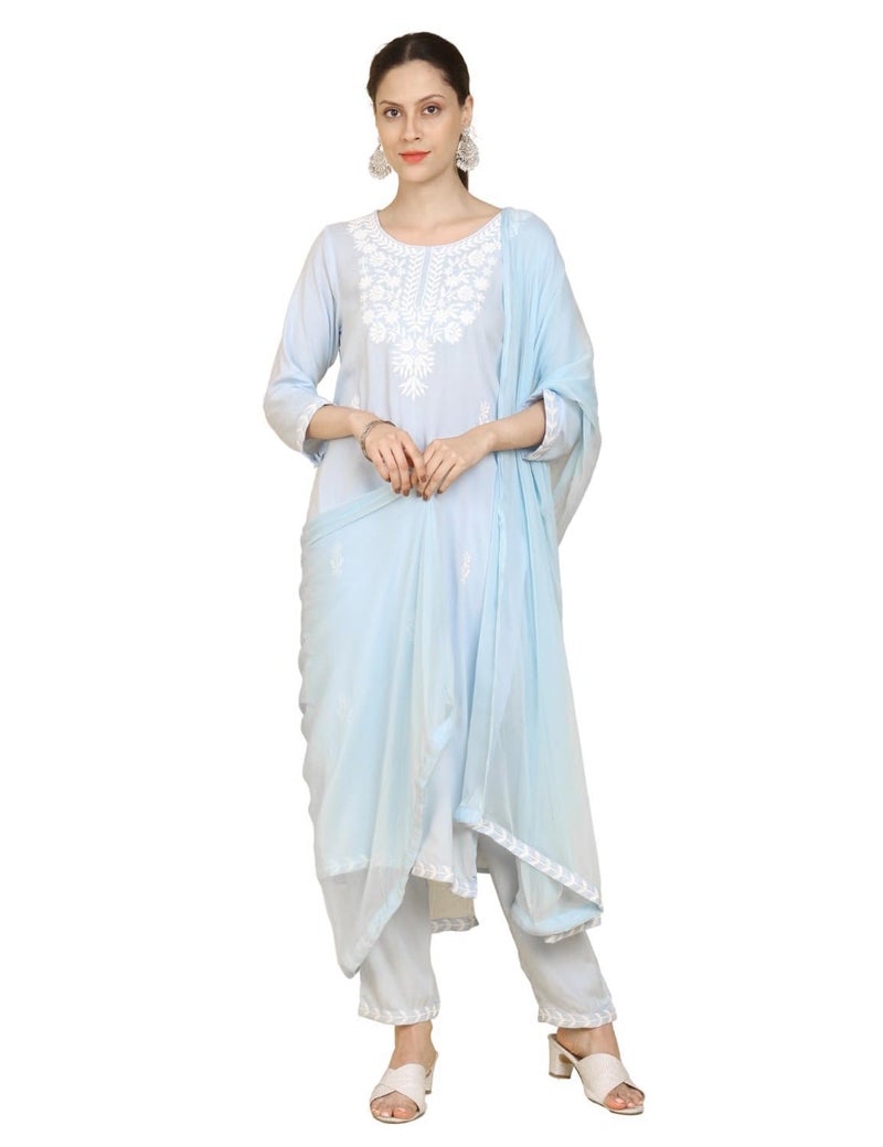 Kaari Rayon Straight 7525 Women's Kurtas & Kurtis (KAAASS25WSKD-70051_Aasman Blue - Image 3