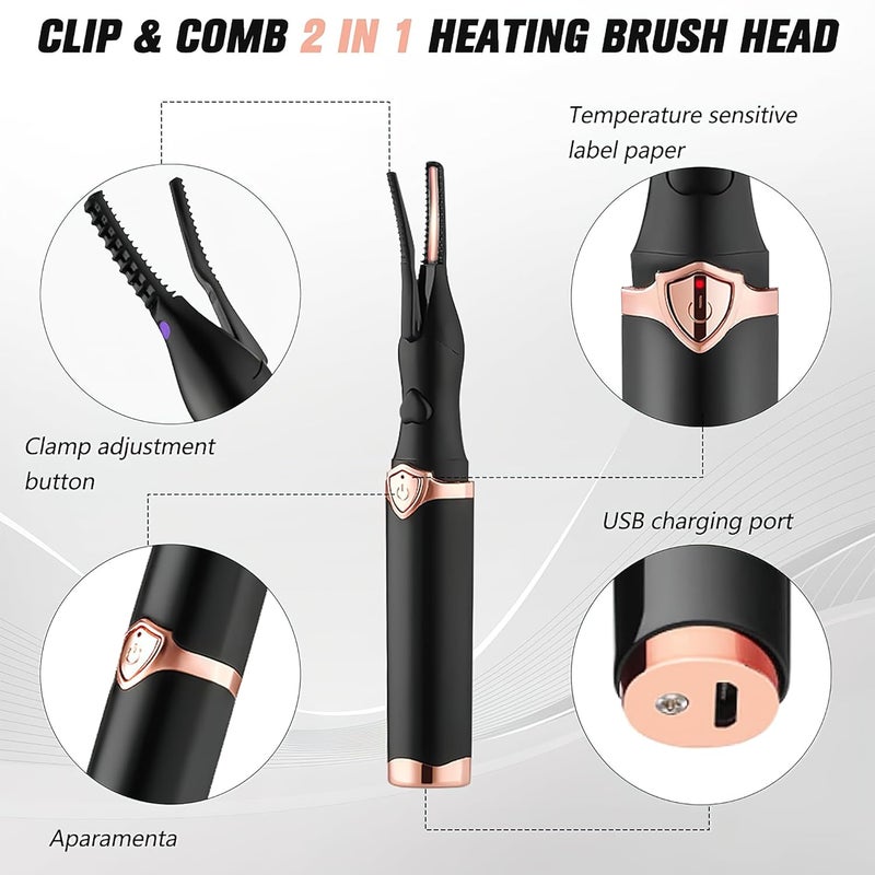 MULZI Electric Heated Eyelash Curler with 3 Temperature Modes USB Rechargeable Eyelash Lifting Kit Beauty Makeup Tool for Women Eyelashes and Eyebrow Mascara Accessories - Image 4