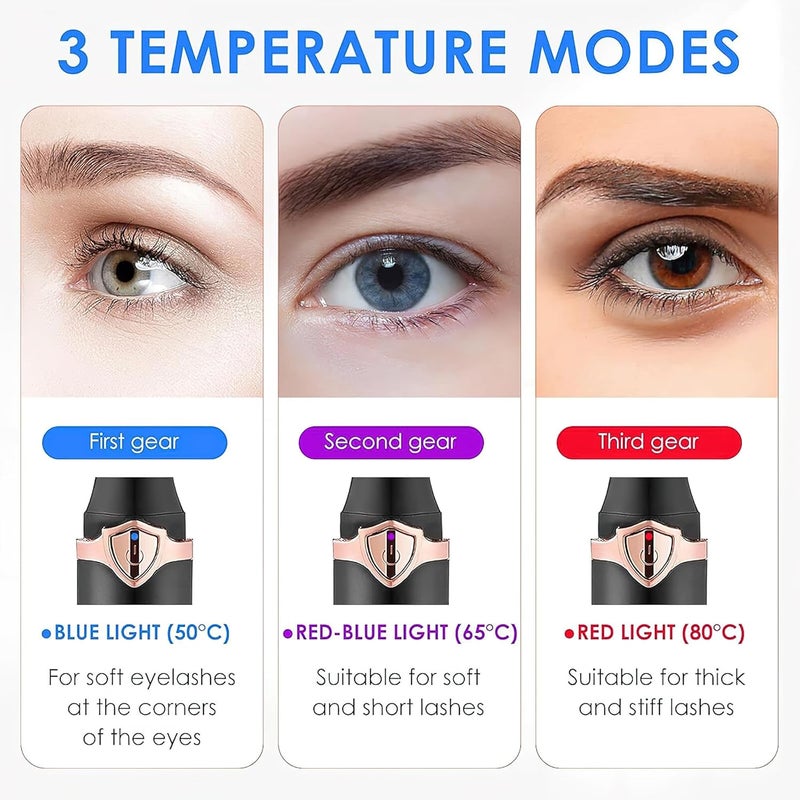 MULZI Electric Heated Eyelash Curler with 3 Temperature Modes USB Rechargeable Eyelash Lifting Kit Beauty Makeup Tool for Women Eyelashes and Eyebrow Mascara Accessories - Image 5
