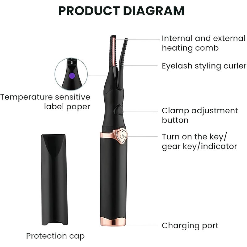 MULZI Electric Heated Eyelash Curler with 3 Temperature Modes USB Rechargeable Eyelash Lifting Kit Beauty Makeup Tool for Women Eyelashes and Eyebrow Mascara Accessories - Image 2