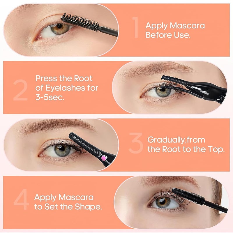 MULZI Electric Heated Eyelash Curler with 3 Temperature Modes USB Rechargeable Eyelash Lifting Kit Beauty Makeup Tool for Women Eyelashes and Eyebrow Mascara Accessories - Image 3