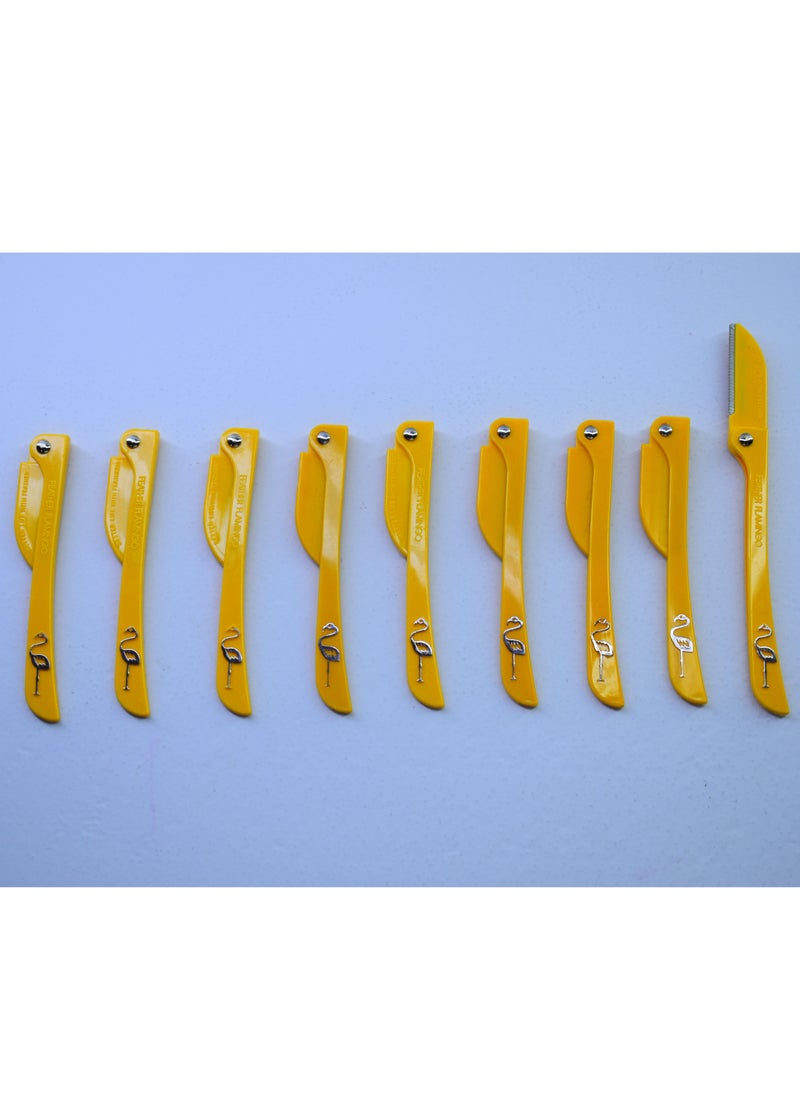 Feather-Flamingo - 9 Pieces Flamingo Ladies Razor For Facial And Body Hair Yellow - Image 1