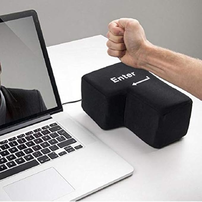 Gazaar Creative Super Sized Giant Enter Key USB Big Enter Button Comfortable Economic Desktop Pillow Stress Relief Punch Bag, Giant Enter USB Big Enter Key Relieve Stress Big Enter - Image 1