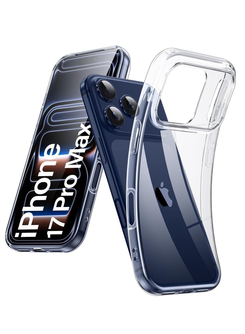 تين تك جراب متوافق مع موبايل ايفون 17 برو ماكس، جراب شفاف من جل البولي يوريثين الحراري الناعم والسيليكون المرن ومضاد للخدش - شفاف - Image 1