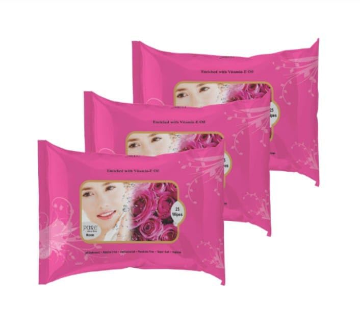 PURE BY OASIS Moisturising Refreshing Soft Facial Wet Wipes Pack of 12 300 Wipes Rose Jasmine Saffron Lavender Lemon Ice Cologne - Image 2