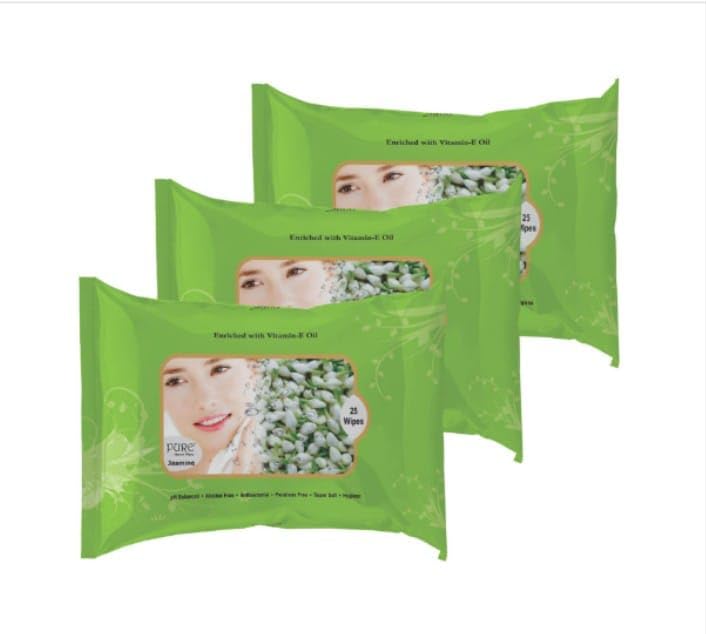 PURE BY OASIS Moisturising Refreshing Soft Facial Wet Wipes Pack of 12 300 Wipes Rose Jasmine Saffron Lavender Lemon Ice Cologne - Image 5