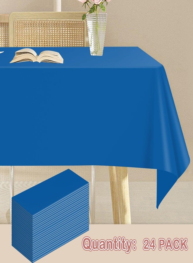YSYJ Blue 24 Pack Plastic Tablecloth 54 x 108 Inch Rectangle Disposable Table Cloth for Parties Plastic Table Cover Disposable Tablecloths - Image 5