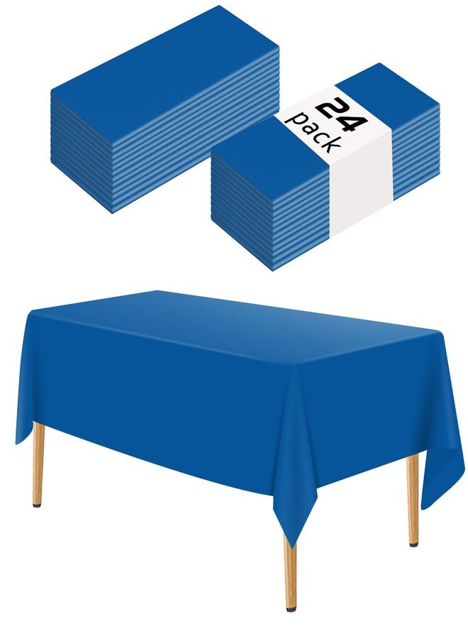 YSYJ Blue 24 Pack Plastic Tablecloth 54 x 108 Inch Rectangle Disposable Table Cloth for Parties Plastic Table Cover Disposable Tablecloths - Image 1