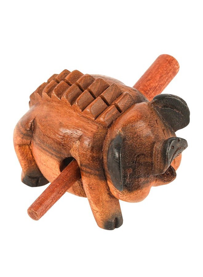 GOGHOST Wooden Pig Guiro Rasp Instrument - Percussion Musical Tone Block Craft - Image 1
