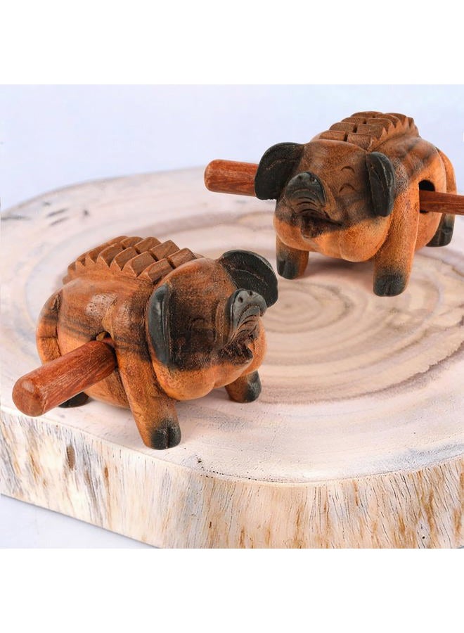GOGHOST Wooden Pig Guiro Rasp Instrument - Percussion Musical Tone Block Craft - Image 4