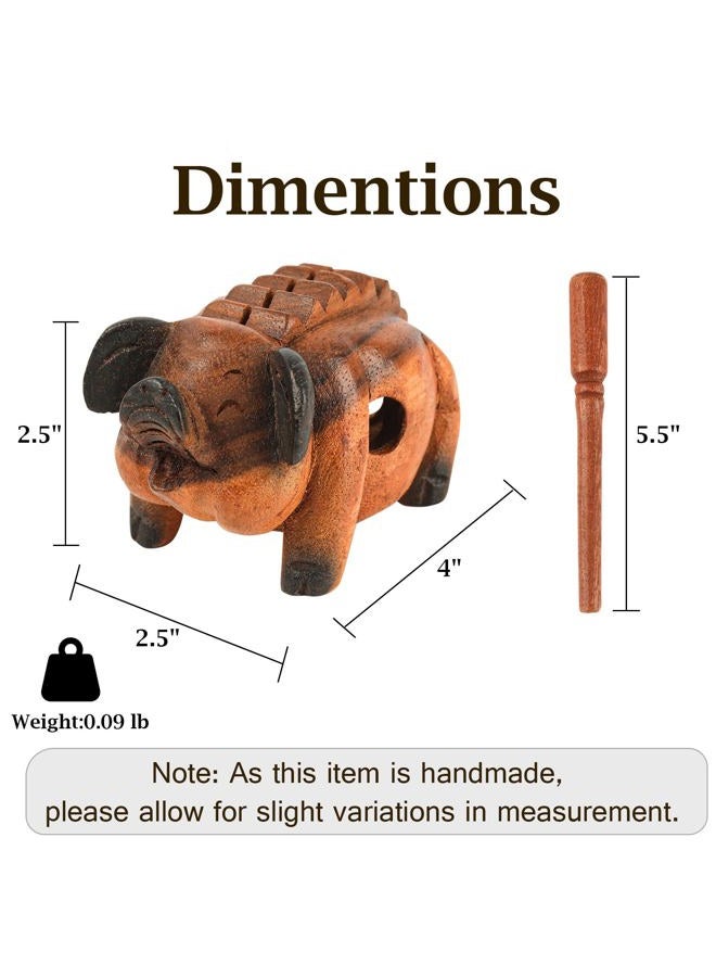 GOGHOST Wooden Pig Guiro Rasp Instrument - Percussion Musical Tone Block Craft - Image 2