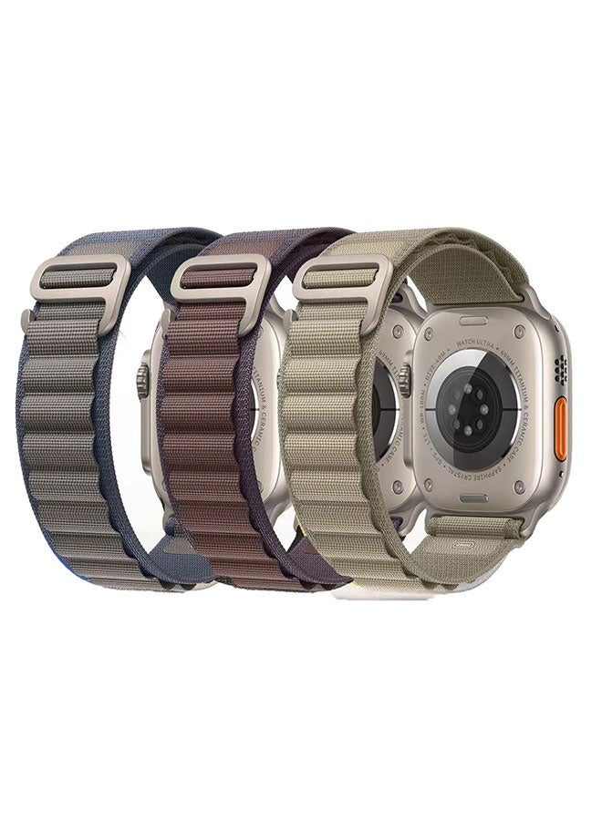 3Pack for AppleWatch Alpine Loop Band 49mm/45mm/44mm Nylon Woven Sport Strap Compatible with iWatch Series 8/Ultra/7/SE/6/5/4/3/2/8 Green/Blue/Navy Blue - Image 1