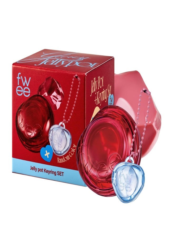 fwee Glowy Jelly Pot + Keychain SET | Dewy Jelly Lip & Blush Color, Tinted Glow Jelly Balm, Dewy Buildable Finish - Mellow Mango (Natural Coral) | 0.14 oz - Image 1